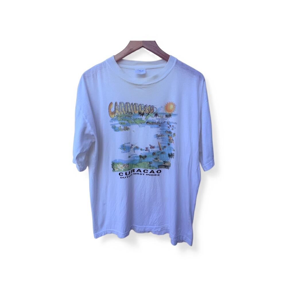YMLA T-Shirts Caribbean Curacao Dutch West Indies Graphic T Shirt Mens XL White